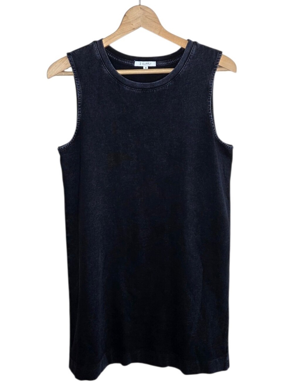 Z Supply Sloane Mini Tank Dress Washed Black Size Medium 100% Cotton